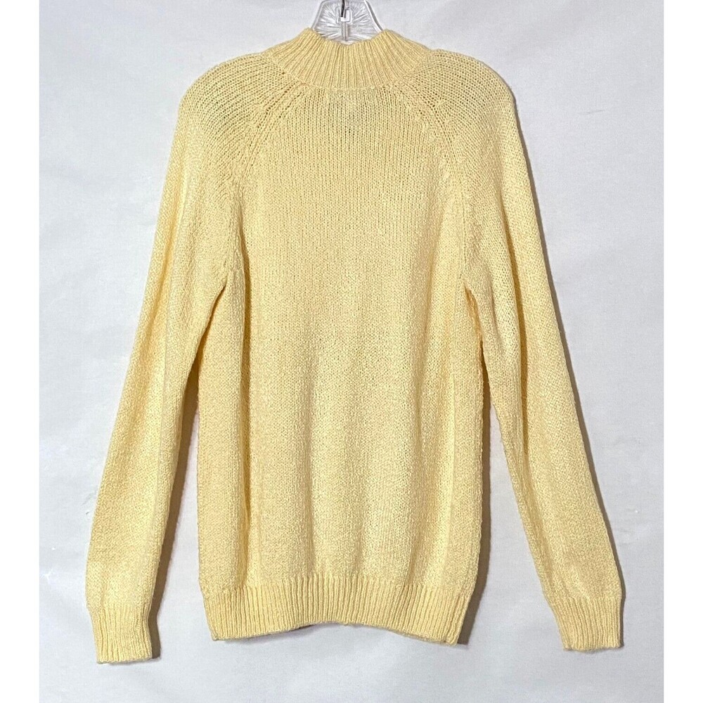 Karen Scott Cable Knit Sweater Women Size M Yellow Heavy Knit Collared NWOT Read - Picture 5 of 11